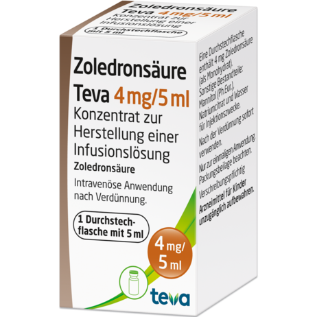 Zoledronsäure Teva 4&nbsp;mg/5&nbsp;ml Konzentrat zur Herstellung einer Infusionslösung