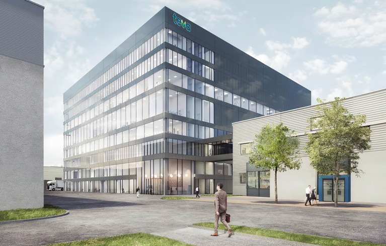 Fußgänger vor Teva-Gebäude